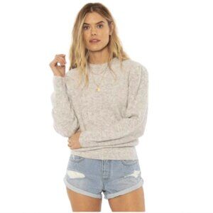 Society Amuse Florence Sweater Womens Medium Gray Crew Neck Long Sleeve Pullover